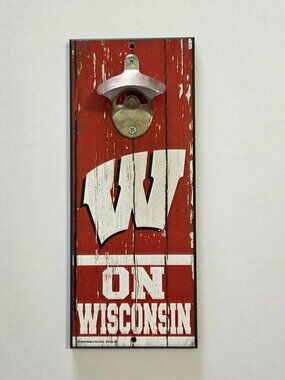 WinCraft Wisconsin Badgers “On Wisconsin” Wall-Mounted Bottle Opener Sign